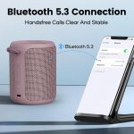Deeyaple Portable Small Bluetooth Speaker Music Box 5.3 IPX7 Waterproof Wireless Stereo Pairing Hands-free RGB Light for Outdoor, Camping, Garden, Party (Rose Red) - Imagen 4
