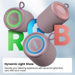 Deeyaple Portable Small Bluetooth Speaker Music Box 5.3 IPX7 Waterproof Wireless Stereo Pairing Hands-free RGB Light for Outdoor, Camping, Garden, Party (Rose Red) - Imagen 5