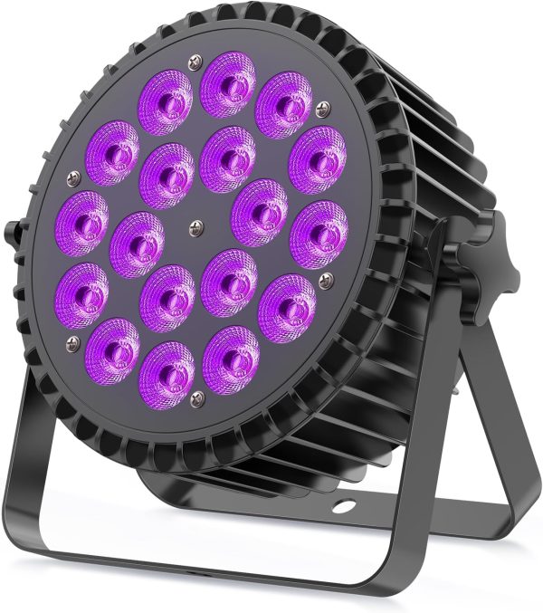 RGBWA UV Par LED Spotlights 200W, 18 LED Stage Lights with D MX 7/10CH and Strobe Mode, Professional DJ Light for Disco Bar Party Weddings Shows Christmas Halloween