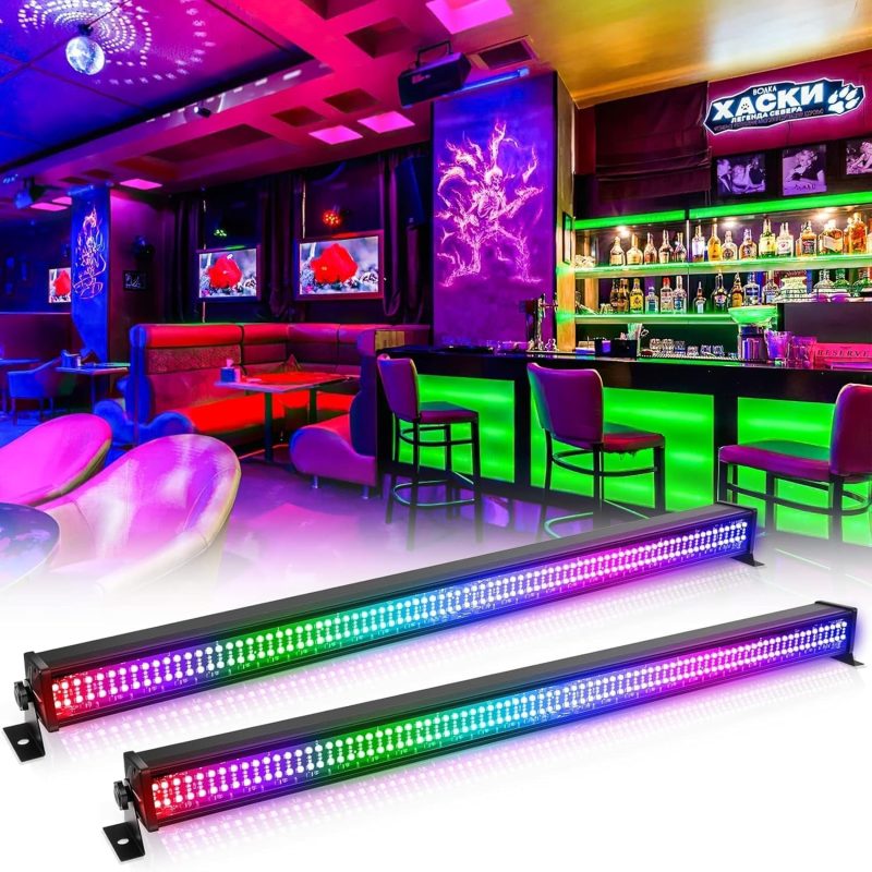 336 LED Wallwasher Bar RGBW, Stage Light Lighting Effects, Strobe Light for DJ, Bar, Party, Nightclub, Wedding, Halloween, Christmas, 2 PCS