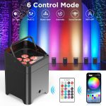 2pcs 18-W*6 Pair LED Bulb Rechargeable Battery with Remote Control, RGBWA+UV Stage Light Controlled by APP/DMX, Disco Light for Party DJ Bar Wedding Concert Birthday - Imagen 3