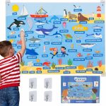 BONNYCO Felt Chalkboard with 107 Sea Animal Figures, Toys Children Montessori, Gifts for Children 3 to 8 Years. Sensory Panel Autism, Children's Educational Games Christmas