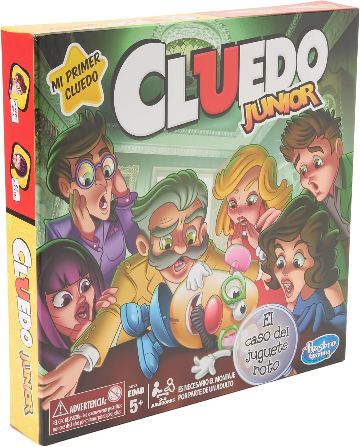 Hasbro Gaming My First Junior Cluedo, Starter Board Game, Family Hasbro Gaming My First Junior Cluedo, Starter Board Game, Family Fun, Halloween Parties with Friends, Pawns with Colored Characters, Mystery of the Broken Toy, Gift Idea