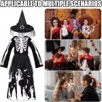 Witch Costume For Girls | Girl Dress With Hat | Comfortable Cosplay Accessories For Birthday Parties Clubs Festivals Outdoor Halloween Kids - Imagen 4
