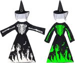 Witch Costume For Girls | Girl Dress With Hat | Comfortable Cosplay Accessories For Birthday Parties Clubs Festivals Outdoor Halloween Kids - Imagen 9
