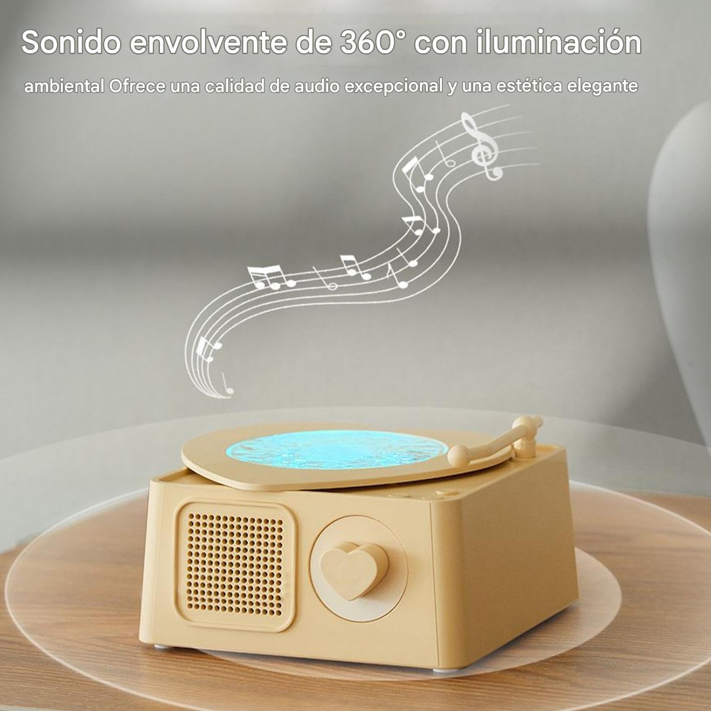 Altavoz Portátil Inalámbrico | Equipo de Audio Musical con Sonido Envolvente | Equipo Moderno con Proyección de Colores para Dormitorio Salón Terraza Playa y Autocaravanas - Imagen 3