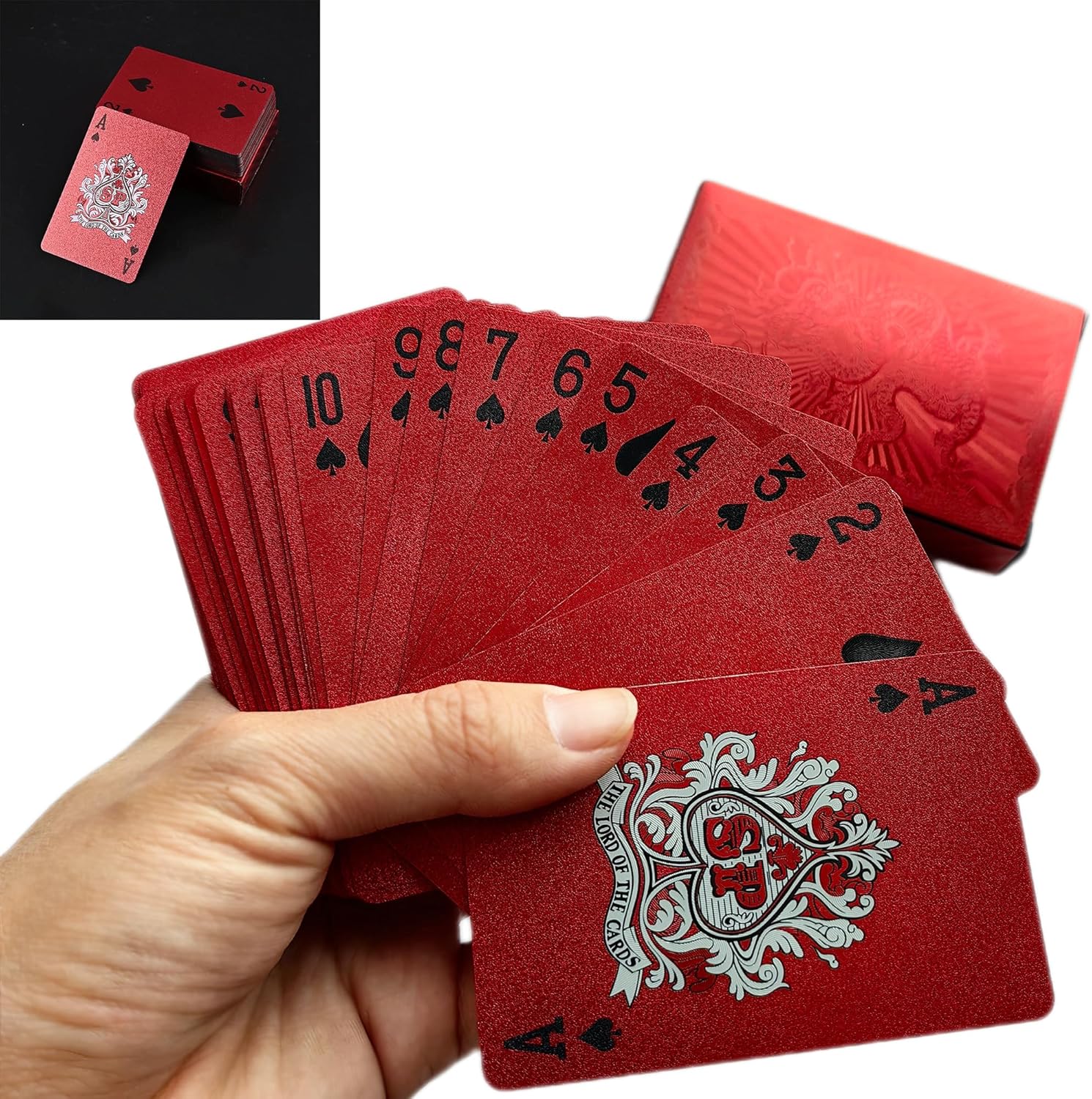 Plastic Waterproof Poker Cards – Red Dragon Pattern Deck 1 Plastic Waterproof Poker Cards – Red Dragon Pattern Deck 1 Deck, Dimensions 5.5 x 8.6 cm, Playing Gold Foil Creative Deck Frosted Face Cards Playing Cards