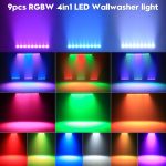 Wallwasher Light Bar, Rtktoup 9 x 6 W RGBW LED Bar Professional Disco Lights Stage DMX 512 with Remote Control Strobe Lighting for DJ Parties Home Disco Outdoor, 4 PCS - Imagen 3