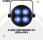 Fuzzix PLF20 LED Par Can Light with DMX, 4x 12W RGBAW-UV, Disco Party Light, LED DJ Light for Events, Automatic Shows, Remote Control, Sound Activation and 6/10 DMX Channel Control - Imagen 3