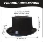 Magician Hat Formal Wide Erase Hats for Men Women Black Top Hat for a Wizard Costumes Decorative Hat for Halloween Show Cosplay Wizard Hat - Imagen 7