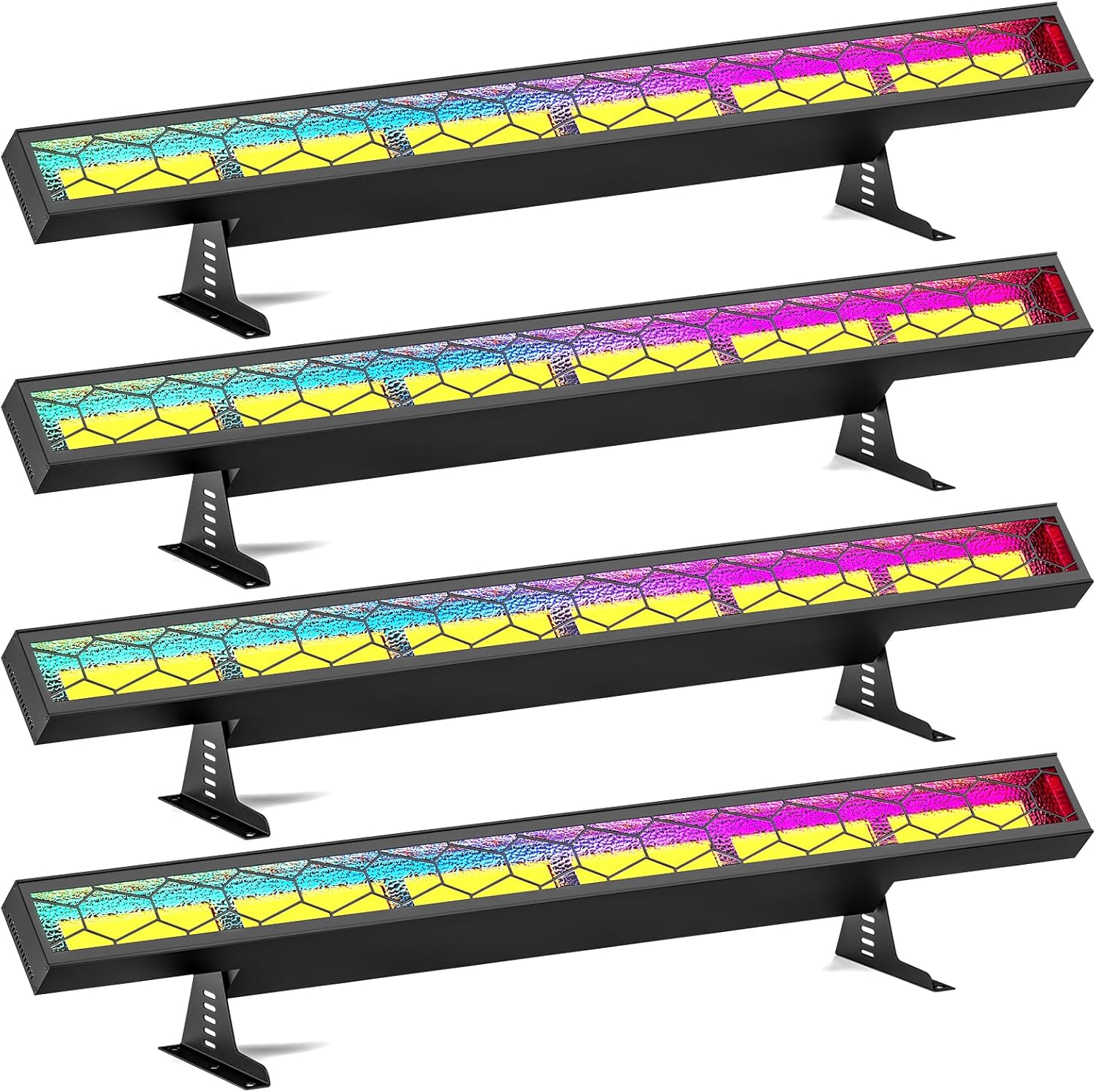 U`King 4 Pieces LED Spotlight RGB Wall Wash Stage Light U`King 4 Pieces LED Spotlight RGB Wall Wash Stage Light 450W LED Band Stage Lights with DMX Control Strobe Light Bars for Disco Stages Wedding Outdoor Party