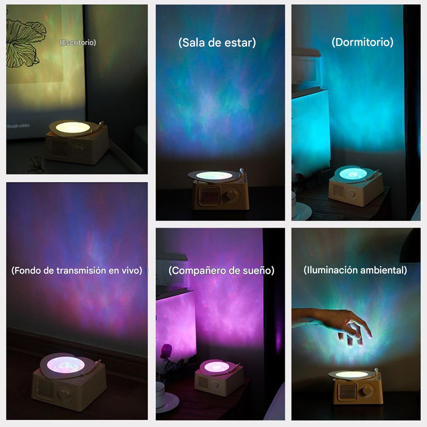 Altavoz Portátil Inalámbrico - Equipo de Audio Musical con Sonido Envolvente - Equipo Moderno con Proyección de Colores para Dormitorio Salón Terraza Playa y Autocaravanas - Imagen 5