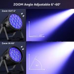 4-in-1 Focus Zoom Party Lights Indoor, RGBW LED Par Light DJ Booth Set, Coloring Effect Uplighters with Sound Activated Strobe Control DMX Control, for DJ Events 1pcs - Imagen 4