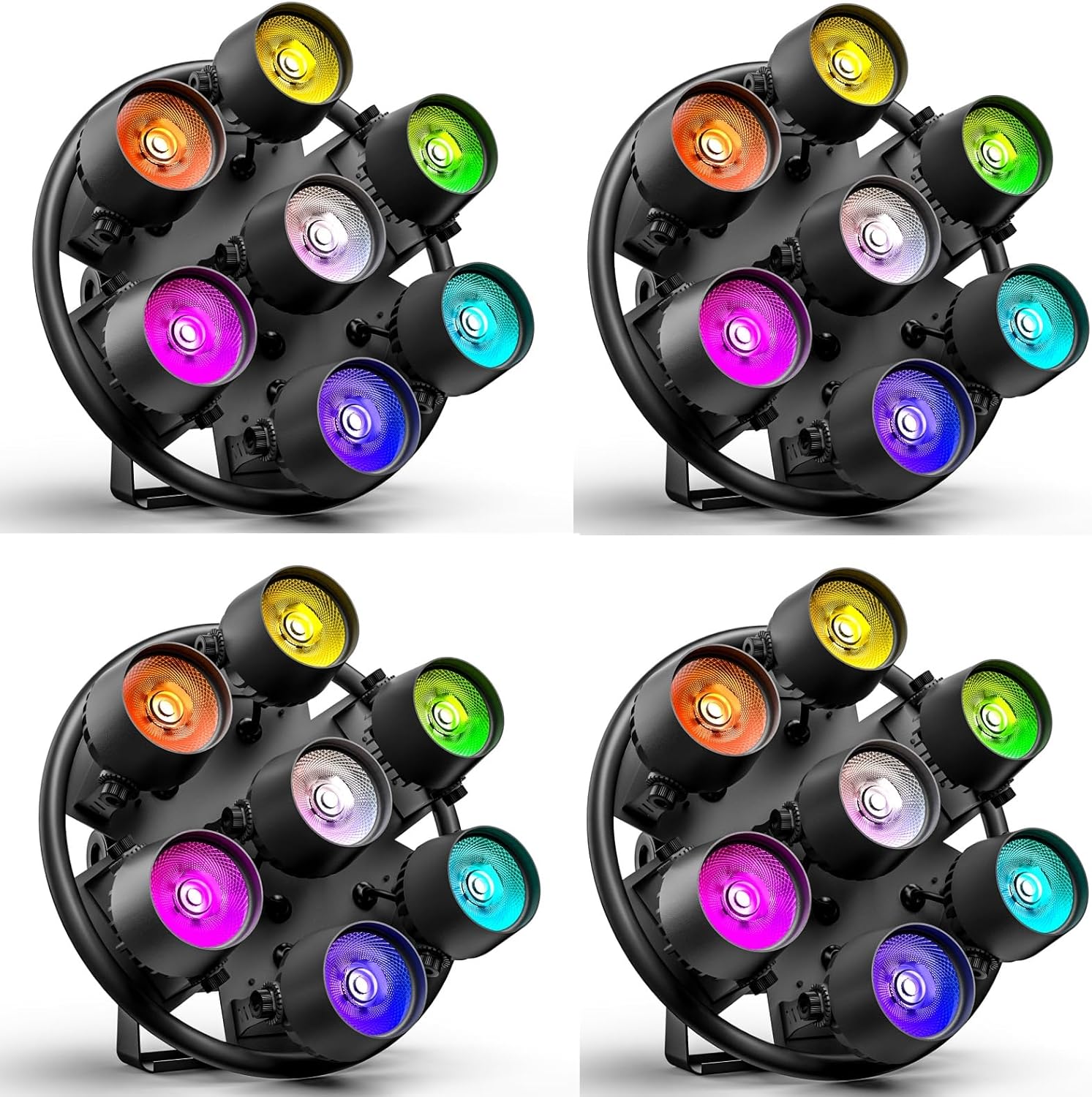4PCS 350W 7 LED Par Light Retro COB RGB Effect 4PCS 350W 7 LED Par Light Retro COB RGB Effect Spotlight with Master Slave Mode DMX 3/5/8/21/23CH Suitable for Banquets Photography Parties Disco Birthday Weddings and Other Large Stage Lights
