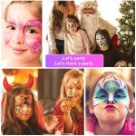 URAQT Body and Face Paint, 12 Colors Safety Non-Toxic Face Paint, Face Painting Kit with 30 Templates 2 Brushes, Makeup Paint for Children Halloween Parties Cosplay - Imagen 8