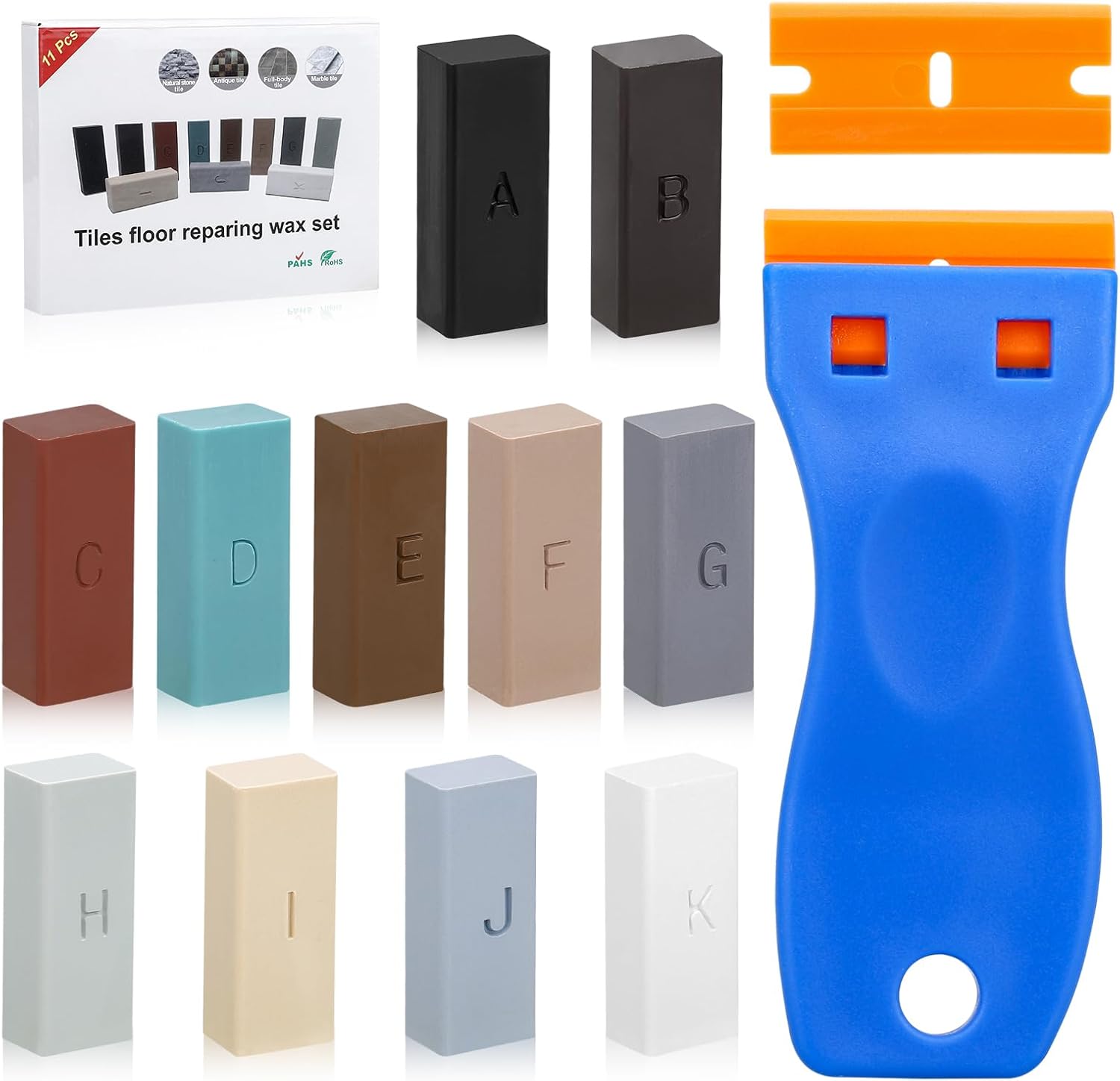 Tile Repair Kit, Tile Repair Kit, Natural Stone, Marble Repair, Tile Repair Kit, Tile Repair Kit, Natural Stone, Marble Repair, Ceramic Repair, Hard Wax Repair Set Also for Laminate, Parquet and Vinyl Floors, 11 Colors