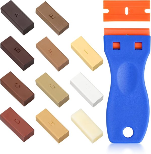 Hard Wax Repair Kit, Hard Wax for Wood, Tile, Parquet, Laminate, Vinyl, Furniture Repair Wax Set, Wax Putty for Scratches, Holes, Countertop Repair