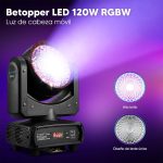 BETOPPER 120W RGBW Moving Head Light, Betopper 4 in 1 DJ Light, LED Stage Light with Single Lens, Supports Sound Activation and DMX512 Disco Light for Parties, Shows - Imagen 5