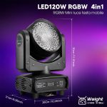 BETOPPER 120W RGBW Moving Head Light, Betopper 4 in 1 DJ Light, LED Stage Light with Single Lens, Supports Sound Activation and DMX512 Disco Light for Parties, Shows - Imagen 8
