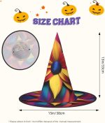 1 sombrero de bruja de Halloween, flores de arte borrosas, decoración de brujas, disfraz de fiesta, cosplay, juego de rol, festival, carnaval - Imagen 3