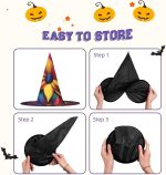 1 sombrero de bruja de Halloween, flores de arte borrosas, decoración de brujas, disfraz de fiesta, cosplay, juego de rol, festival, carnaval - Imagen 5