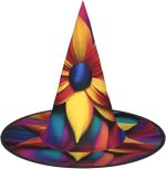 1 sombrero de bruja de Halloween, flores de arte borrosas, decoración de brujas, disfraz de fiesta, cosplay, juego de rol, festival, carnaval - Imagen 9