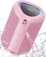 AY Portable Bluetooth Speaker with Lights, IPX5 Waterproof, Stereo Speaker, AUX&TF-Card Input, 24H Autonomy, Compact Bluetooth 5.3 Wireless Speaker for Camping, Travel, Outdoors