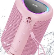 AY Portable Bluetooth Speaker with Lights, IPX5 Waterproof, Stereo Speaker, AUX&TF-Card Input, 24H Autonomy, Compact Bluetooth 5.3 Wireless Speaker for Camping, Travel, Outdoors