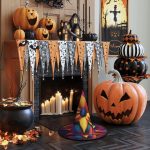 2 sombreros de bruja de Halloween, flores de arte borrosas, decoración de brujas, disfraz de fiesta, cosplay, juego de rol, festival, carnaval - Imagen 8