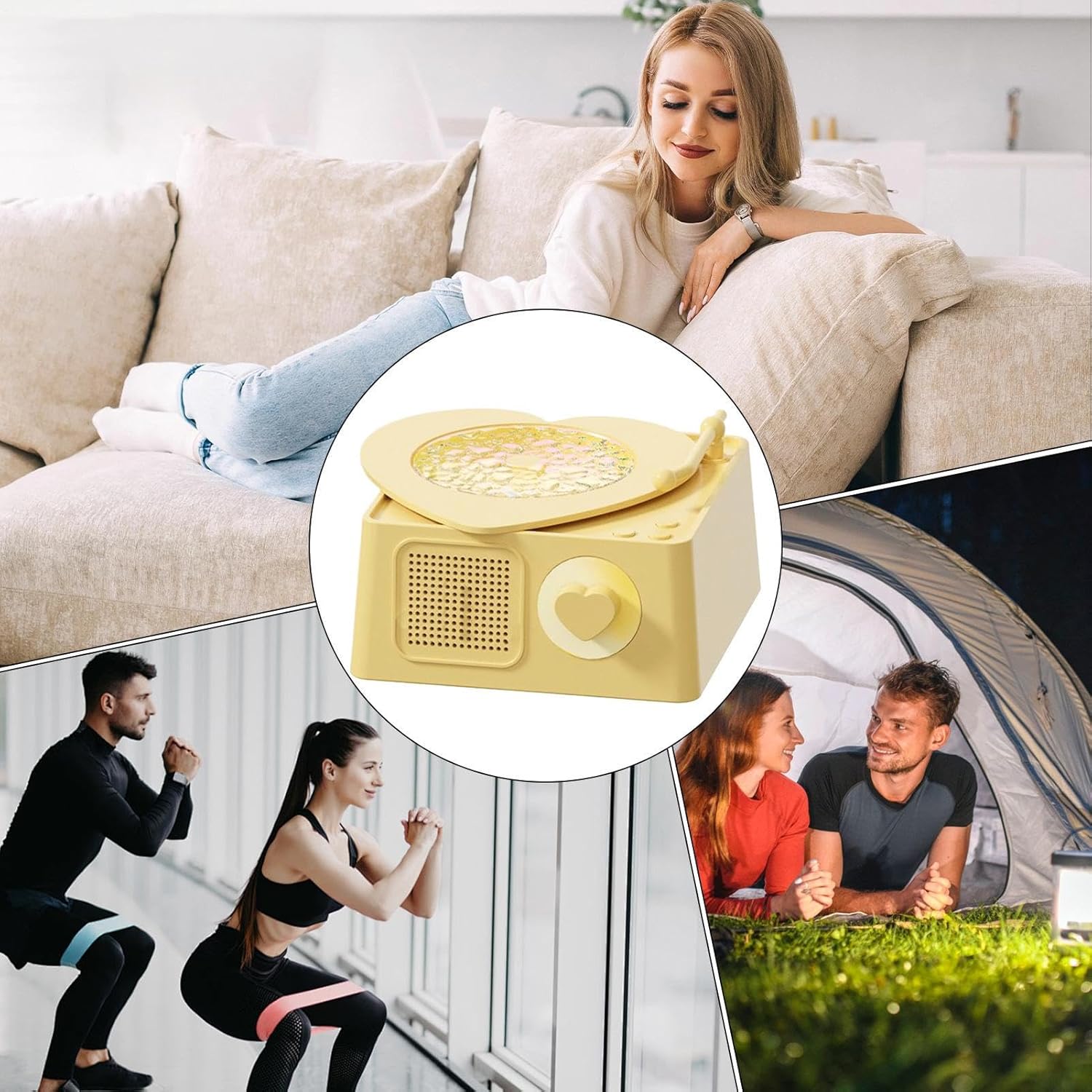 Altavoz inalámbrico portátil – Altavoz de música inalámbrico portátil – Proyección Colorida Equipo Moderno con Sonido Envolvente para Dormitorio, Sala de Estar, Patio, Playa, Viajes de RV - Imagen 4