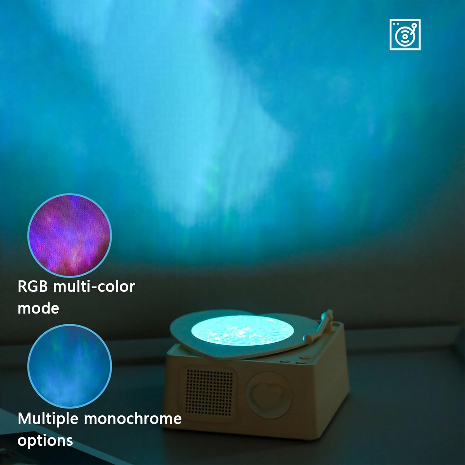 Altavoz inalámbrico portátil – Altavoz de música inalámbrico portátil – Proyección Colorida Equipo Moderno con Sonido Envolvente para Dormitorio, Sala de Estar, Patio, Playa, Viajes de RV - Imagen 8