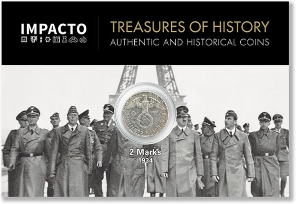 IMPACTO COLECCIONABLES World War II Coin - 2 Silver Frames Minted Between 1936 and 1939 by the Germans - Includes Certificate of Authenticity