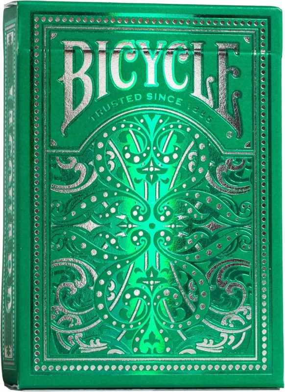 Bicycle Premium Jacquard Cards, Silver and Emerald Green, Deck of Cards for Collectors and Wizards