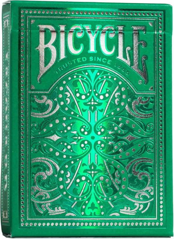 Bicycle Premium Jacquard Cards, Silver and Emerald Green, Deck of Cards for Collectors and Wizards