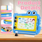 OFFCUP Children's Magnetic Whiteboard, Erasable Writing Pad Drawing with 4 Magic Stamps and 1 Pen, Educational Toys for Boys and Girls 1 2 3 Birthday Gifts (Blue) - Imagen 3