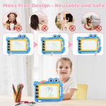 OFFCUP Children's Magnetic Whiteboard, Erasable Writing Pad Drawing with 4 Magic Stamps and 1 Pen, Educational Toys for Boys and Girls 1 2 3 Birthday Gifts (Blue) - Imagen 4