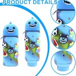 1 x Kawaii 2-in-1 Kawaii School Legami Case Soft Silicone, 18.5 x 6.5 cm Shark Animal Theme for Table Pen Holder, Zipper, Coloured Pencils Marker Pens (J) - Imagen 3