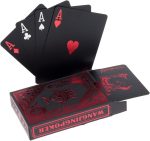 2 Playing Cards Waterproof Black Poker Playing Cards PVC Plastic Playing Cards Top Professional Playing Cards for Texas Holdem Poker - 1 Red and 1 Gold - Imagen 3