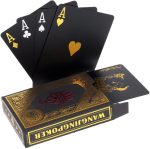 2 Playing Cards Waterproof Black Poker Playing Cards PVC Plastic Playing Cards Top Professional Playing Cards for Texas Holdem Poker - 1 Red and 1 Gold - Imagen 6