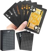 Waterproof Plastic Poker Playing Cards, Spanish Fournier Black Deck, Professional Poker Cards for Tarot Blackjack Basket Bridge Travel Card Games