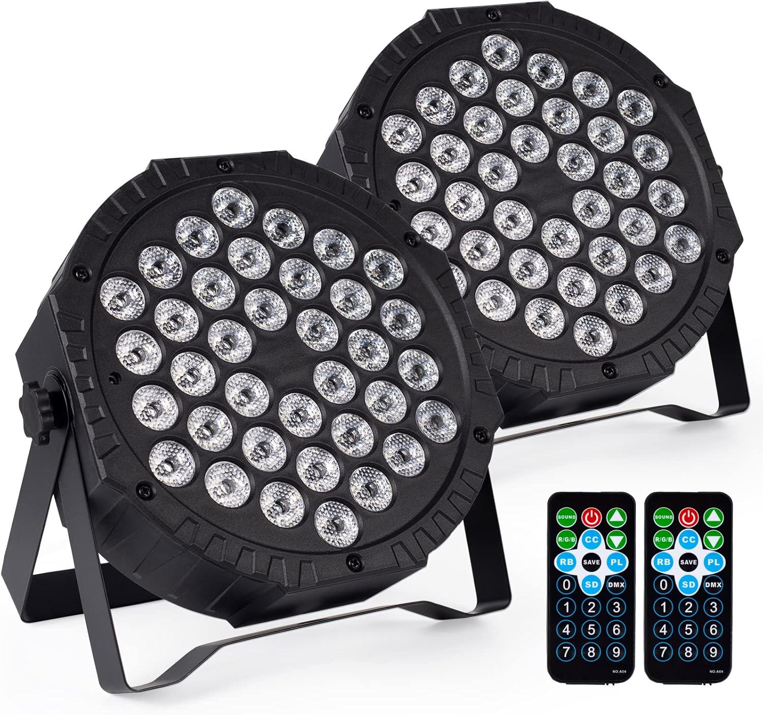 LED Stage Lights - 36 RGB LED Party Lights with LED Stage Lights - 36 RGB LED Party Lights with Sound Activated DMX Remote Control for Disco Dance Wedding Club Christmas Birthday Music Party Stage Lighting