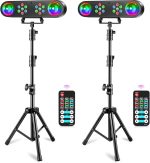 2 Pcs Disco Lights with Tripod, DJ Light, Rotating Ball, Remote Control and Stage Light System, Activated for Bars, Concerts, Furniture, Dance, Wedding, Halloween, Christmas