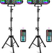 2 Pcs Disco Lights with Tripod, DJ Light, Rotating Ball, Remote Control and Stage Light System, Activated for Bars, Concerts, Furniture, Dance, Wedding, Halloween, Christmas