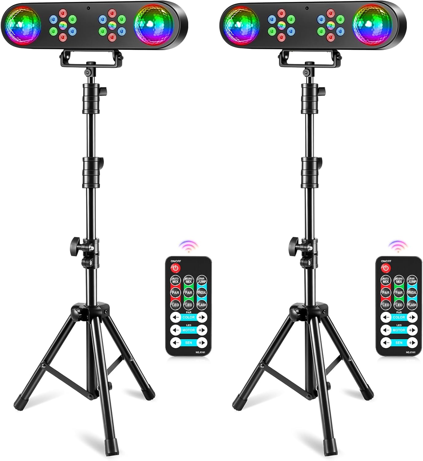 2 Pcs Disco Lights with Tripod, DJ Light, Rotating Ball, 2 Pcs Disco Lights with Tripod, DJ Light, Rotating Ball, Remote Control and Stage Light System, Activated for Bars, Concerts, Furniture, Dance, Wedding, Halloween, Christmas
