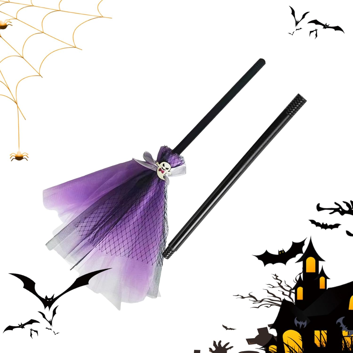 Escoba De Bruja De Juguete Halloween,Accesorios De Disfraz Infantil De Escoba De Bruja De Juguete Halloween,Accesorios De Disfraz Infantil De Escoba De Bruja - Accesorios para Juegos de Imitación Fiesta de Truco o Trato Infantil Decoración de Casa Encantada