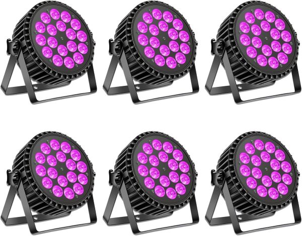 200W LED Pair Light Disco UV Black Light 18 x 10W RGBW DMX Stage Lighting Aotu/Sound for Parties Bar Christmas Halloween Wedding (Shipping from Germany)