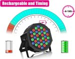 4 x RGB LED Battery Pack of 36 Rechargeable LED Stage Lights with Remote Control, Outdoor Disco Lighting for DJ Wedding Party Church Halloween Christmas - Imagen 3