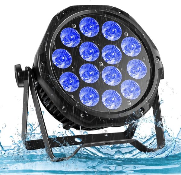70W Waterproof LED Par IP65, RGBW 14 LED Stage Lights Outdoor D MX 4/8CH, Disco Light for DJ Party Band Show Wedding Christmas