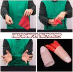 6 Pieces Fake Thumb Fingers Plastic Magic Fingers Realistic Cut Fingers Magic Performance Accessories Magic Trick Plastic Toy with 6 Training Cloths Red - Imagen 3
