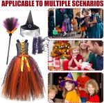 Witch Costume for Girls,Witch Costume for Girls,Sleeveless Tutu Witch Costume for Halloween | Fairytale Cosplay Costume, Trick or Treat Outfit for Girls, Boys and Toddlers - Imagen 4